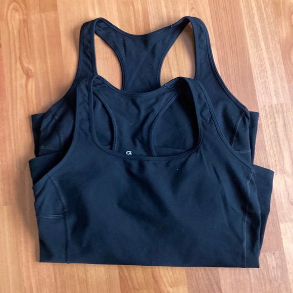 GAP Tops - TWO (a pair) of Black Gap BodyFit Racerback Work-out Tank Tops, Size Large